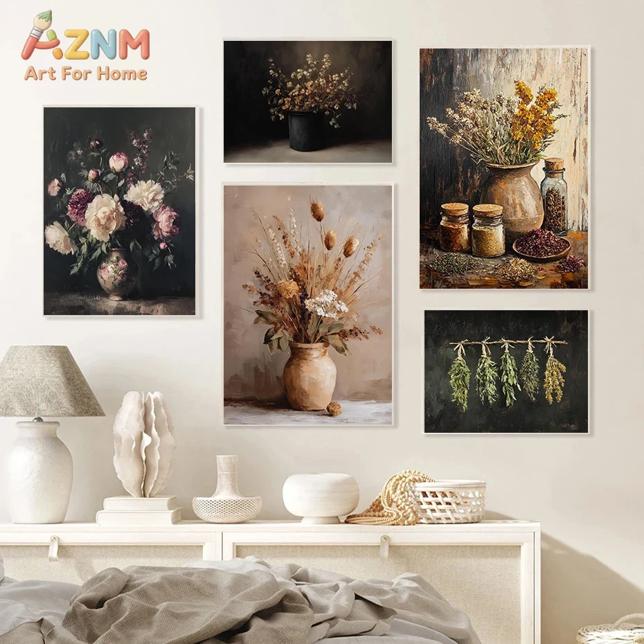 AZNM, cuadro en lienzo con mot - Dried Herbs reseña y precio